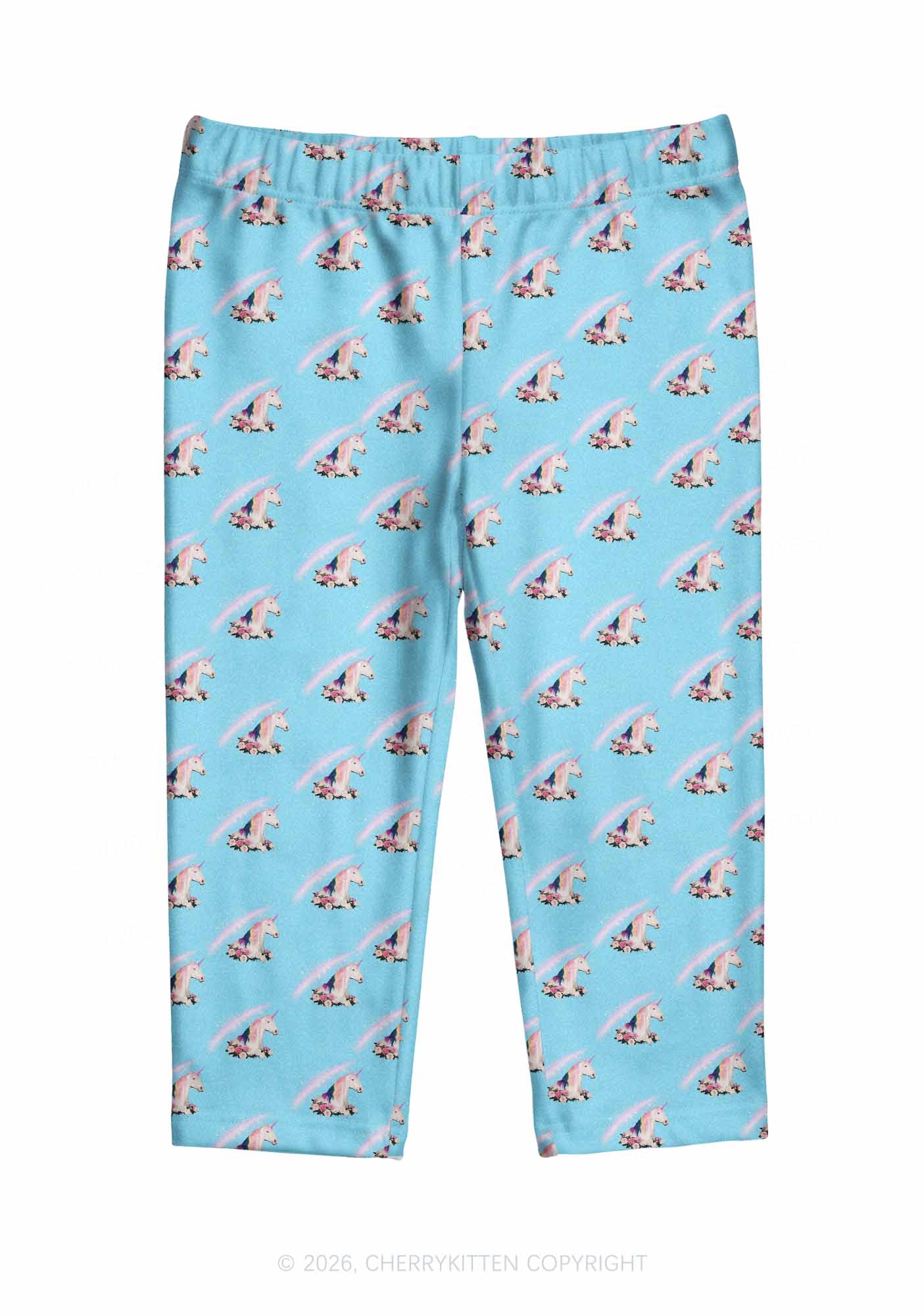 Blue Unicorn Y2K Print Capri Pants Cherrykitten