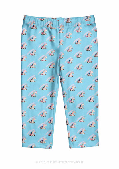 Blue Unicorn Y2K Print Capri Pants Cherrykitten