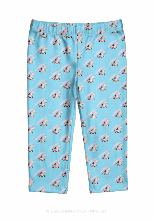Blue Unicorn Y2K Print Capri Pants Cherrykitten