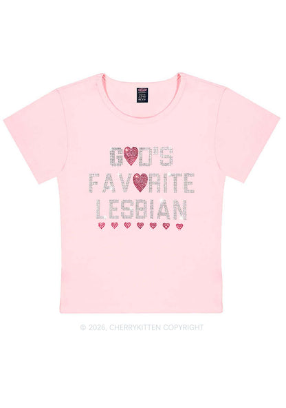 Rhinestone Gods Favorite Lesbian Pride Y2K Baby Tee Cherrykitten