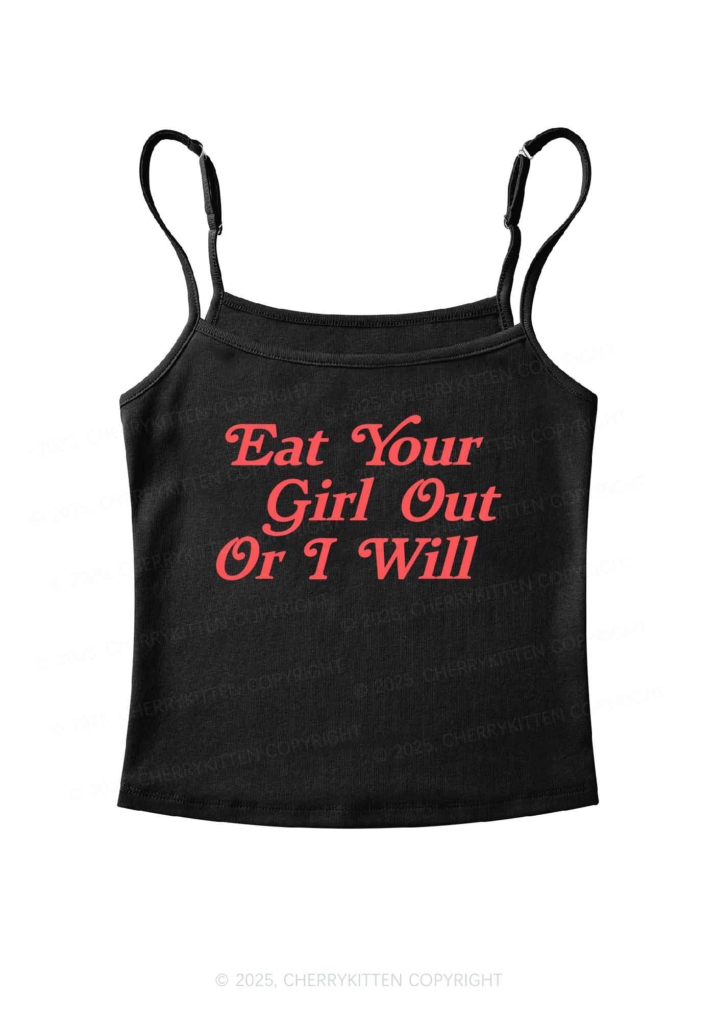 Eat Your Girl Out  Y2K Spaghetti Strap Cami Cherrykitten