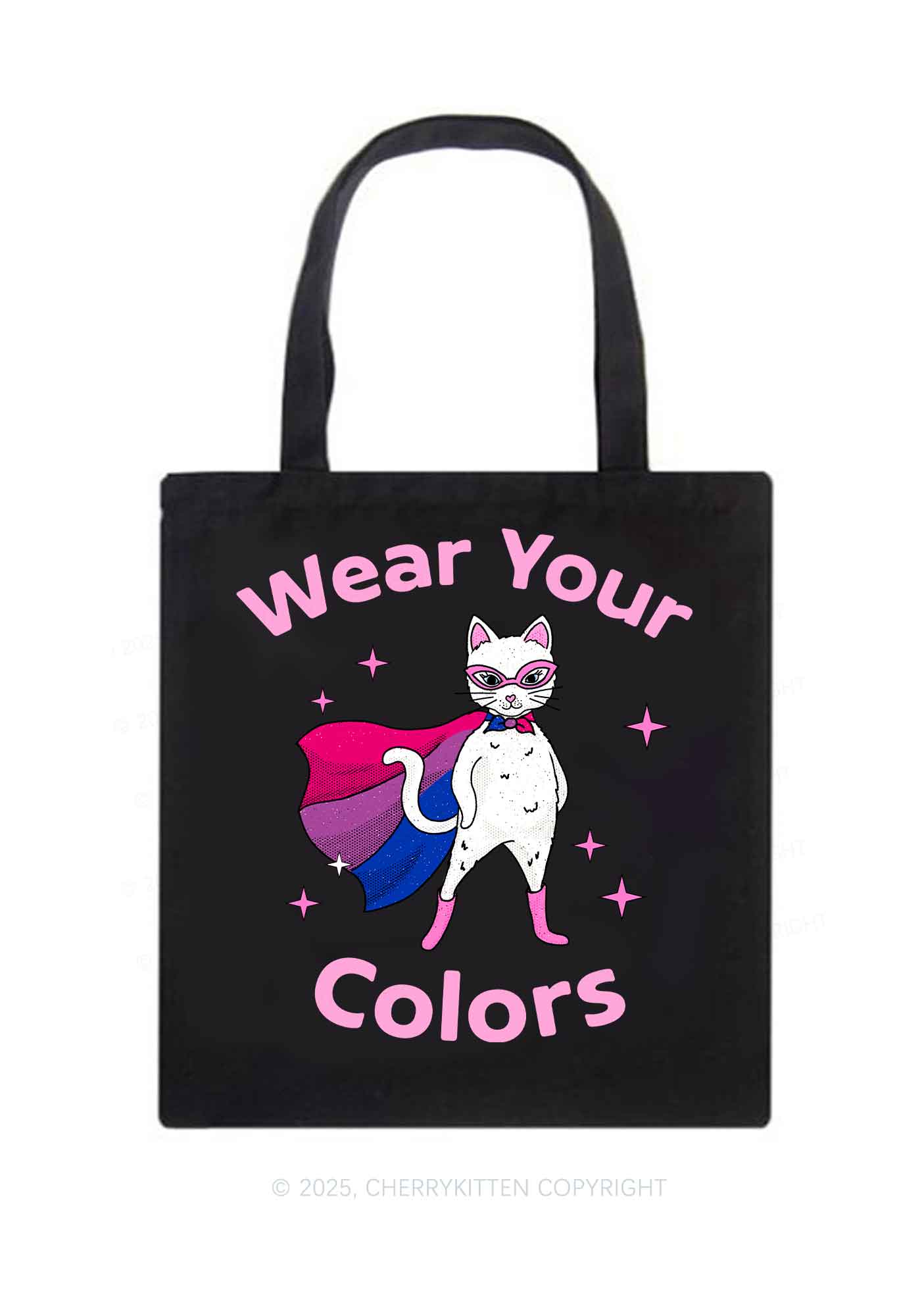 Bisexual Flag Cat Pride Y2K Canvas Tote Bag Cherrykitten