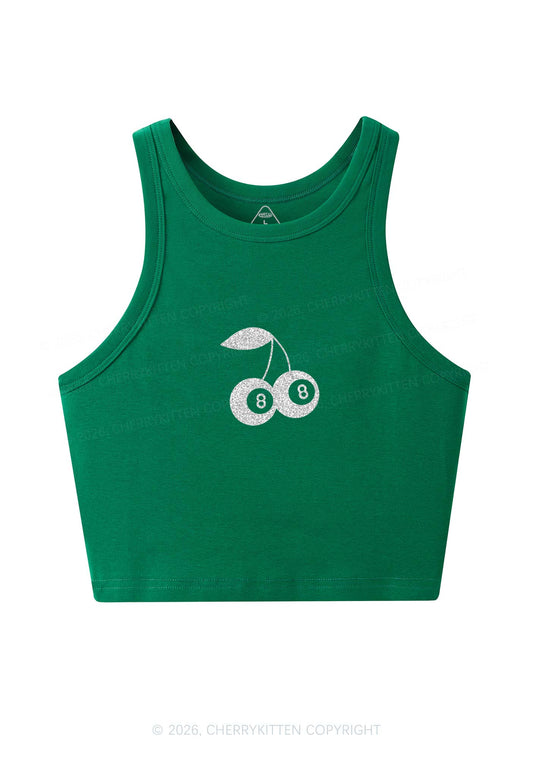 Glitter Lucky Eight St Patricks Y2K Crop Tank Top Cherrykitten