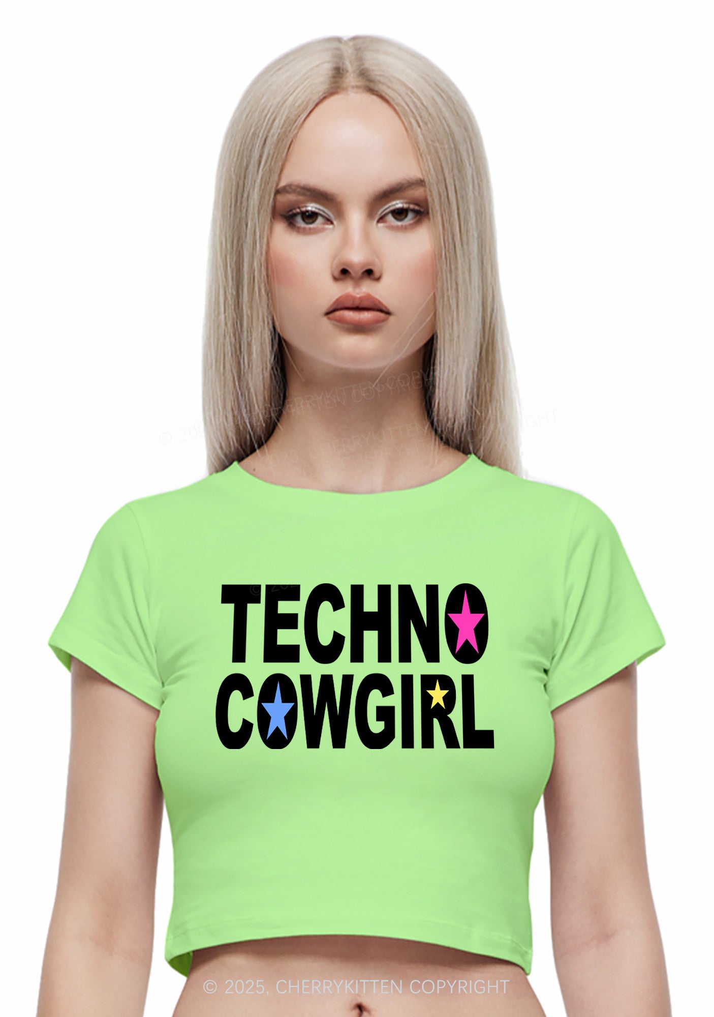 Techno Cowgirl Y2K Baby Tee Cherrykitten