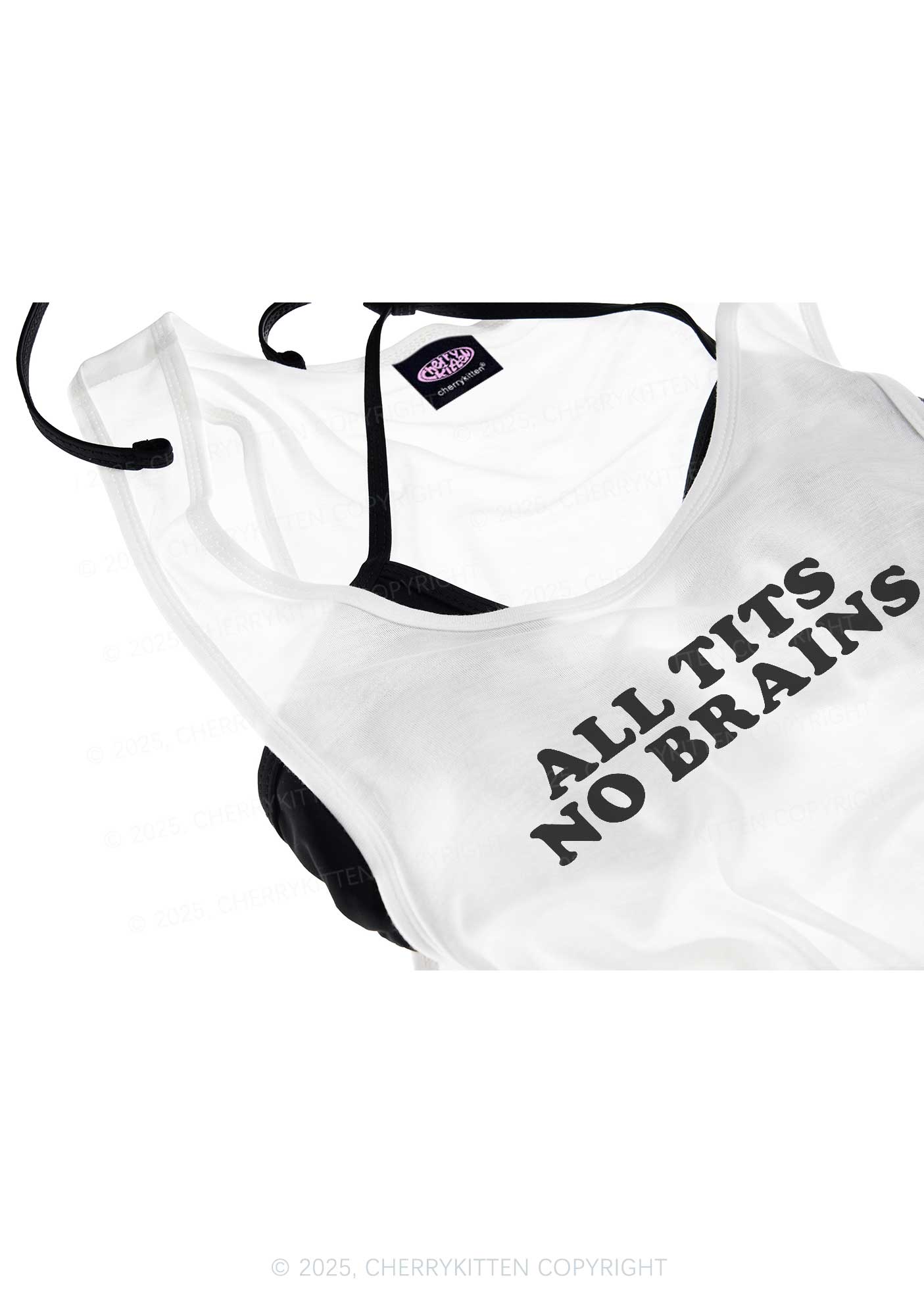 All Txts No Brains Y2K Sheer Boyfriend Tank Cherrykitten