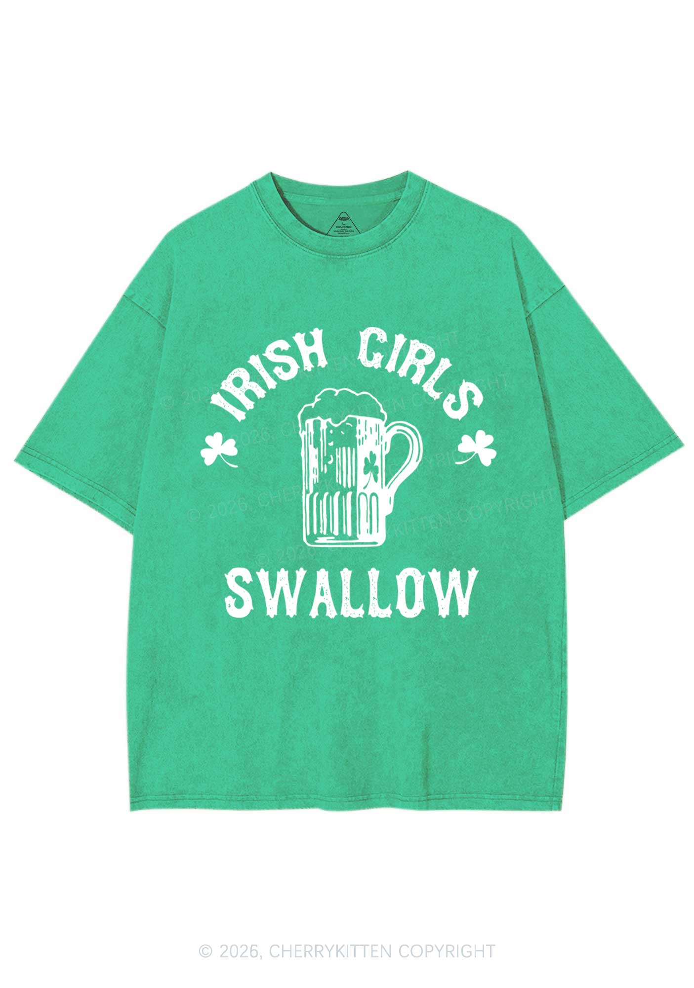 Irish Girls Swallow St Patricks Y2K Washed Tee Cherrykitten