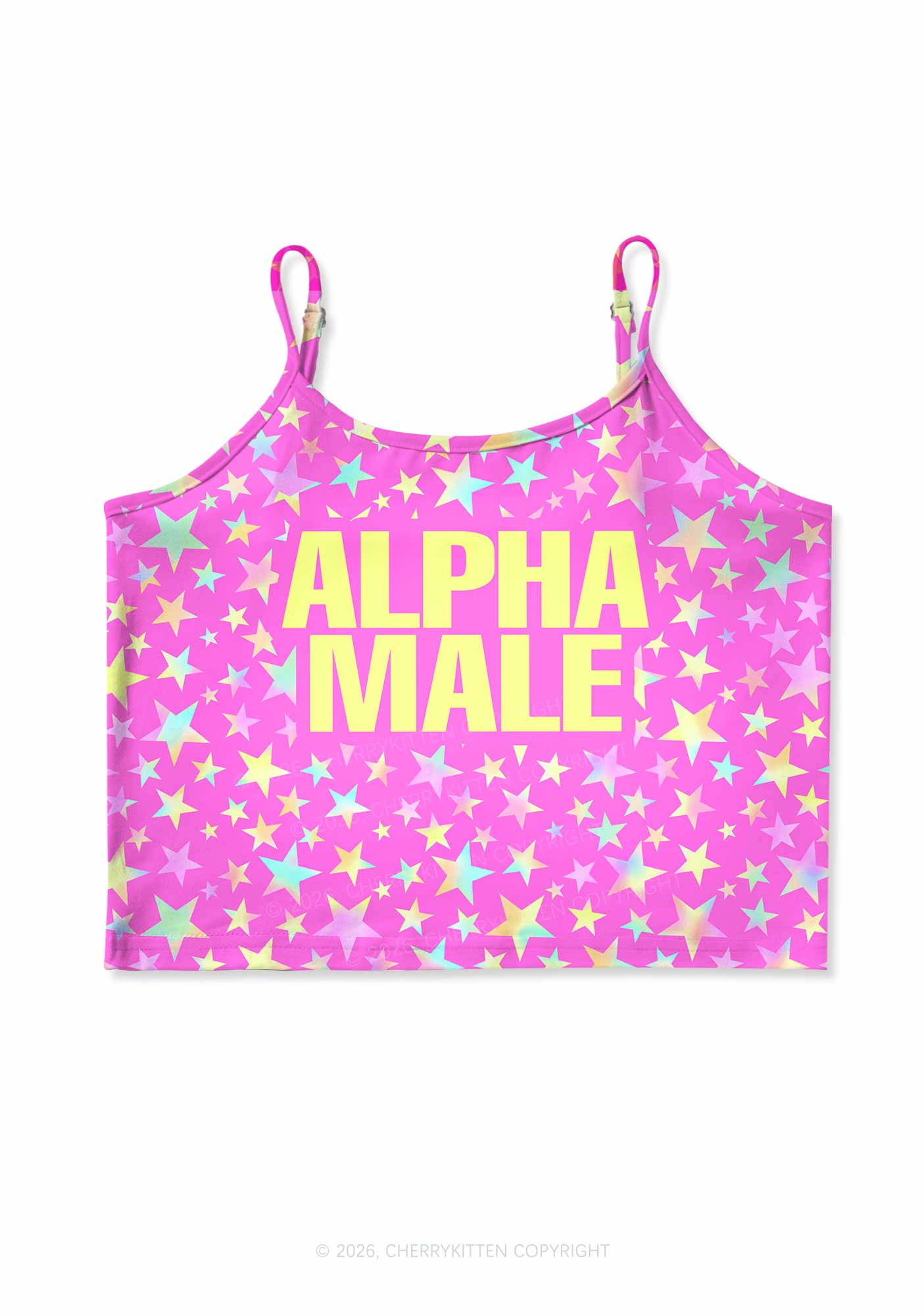 Hot Pink Alpha Male Pride Y2K Print Cami Crop Top Cherrykitten