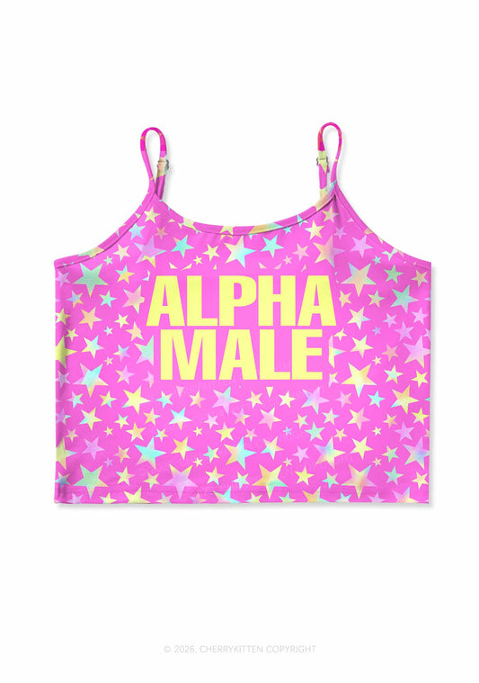 Hot Pink Alpha Male Pride Y2K Print Cami Crop Top Cherrykitten