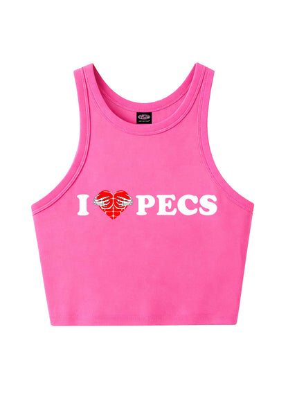 I Love Pecs Y2K Crop Tank Top Cherrykitten