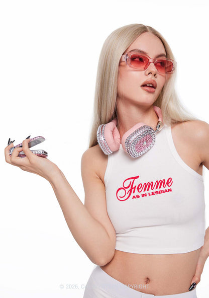 Femme As In Lesbian Pride Y2K Crop Tank Top Cherrykitten