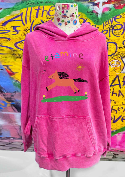 Orange Pony Y2K Washed Hoodie Cherrykitten