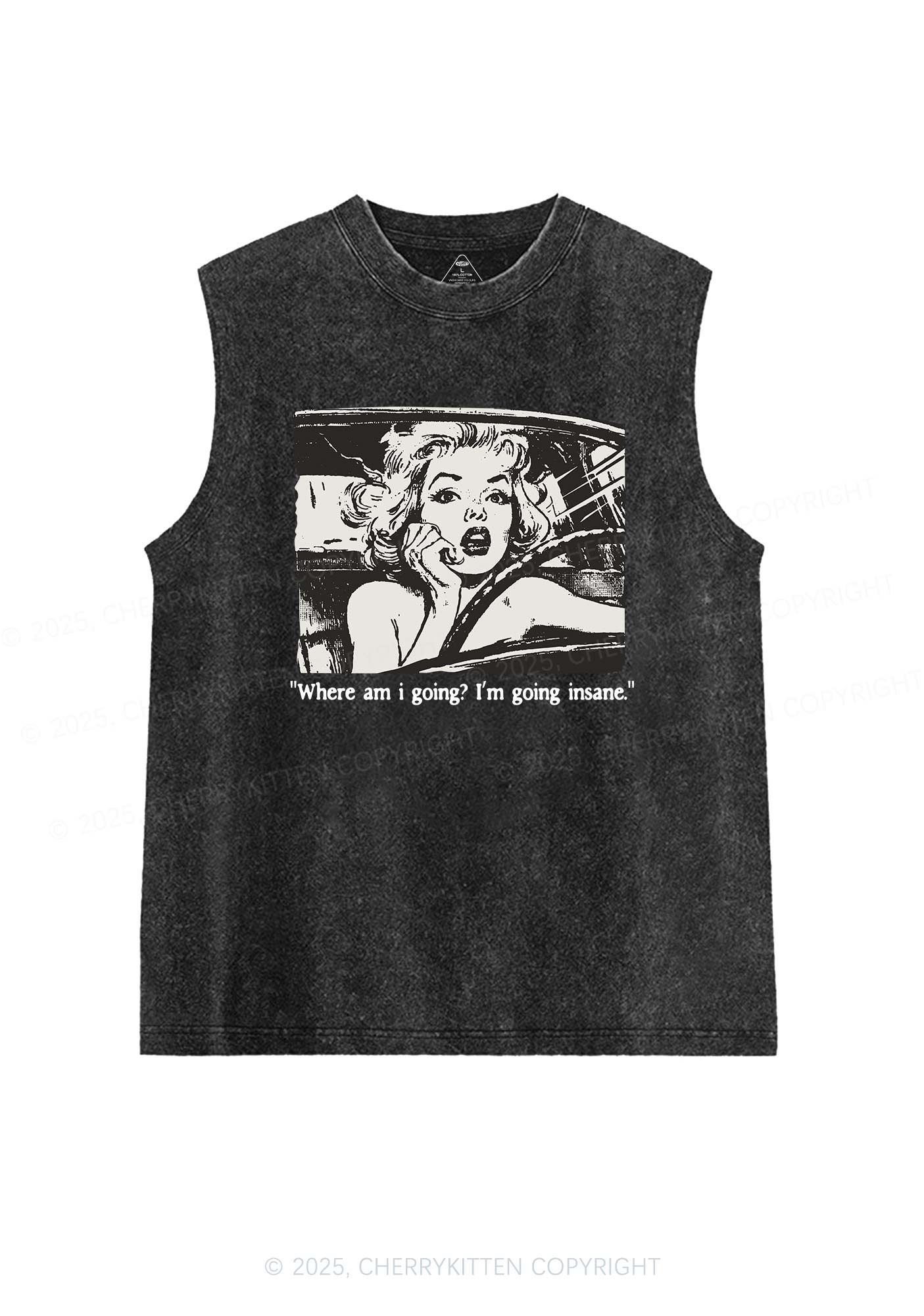 Woman Going Insane Y2K Washed Muscle Tank Cherrykitten