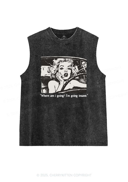 Woman Going Insane Y2K Washed Muscle Tank Cherrykitten