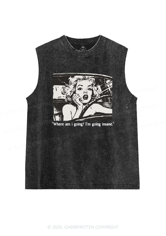 Woman Going Insane Y2K Washed Muscle Tank Cherrykitten