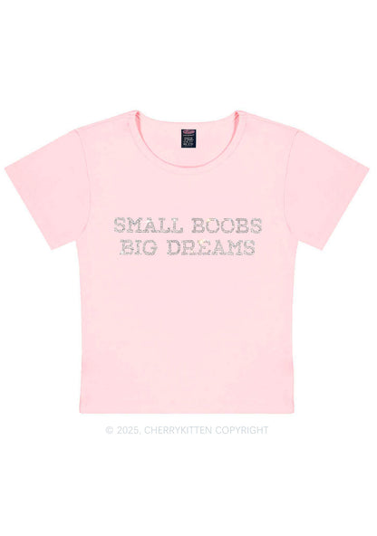 Rhinestone Small But Big Dreams Y2K Baby Tee Cherrykitten