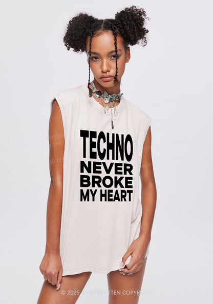 Techno Heart Y2K Washed Muscle Tank Cherrykitten