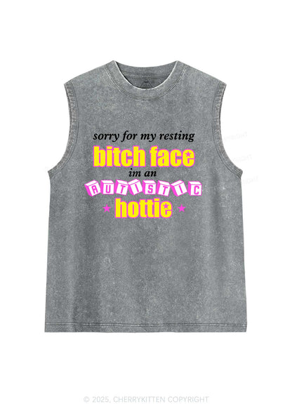 Autistic Hottie Y2K Washed Muscle Tank Cherrykitten