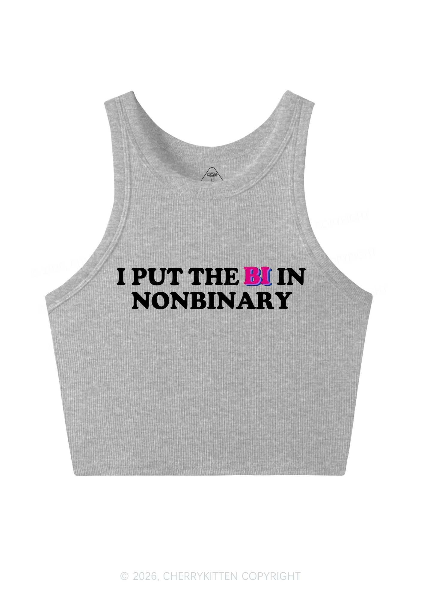 I Put The Bi In Nonbinary Pride Y2K Crop Tank Top Cherrykitten