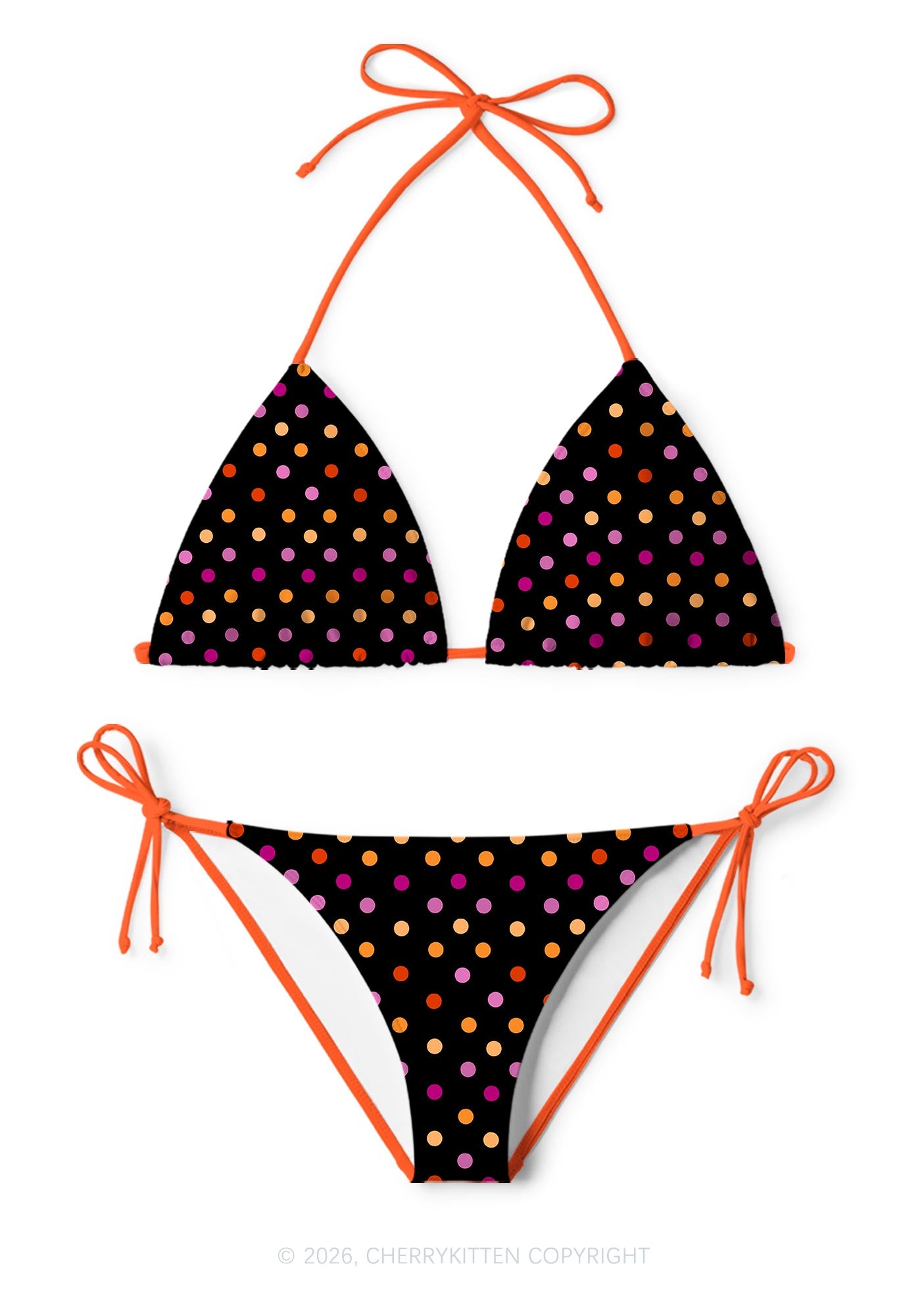 Lesbian Dots Pride Y2K Print Bikini Set Cherrykitten