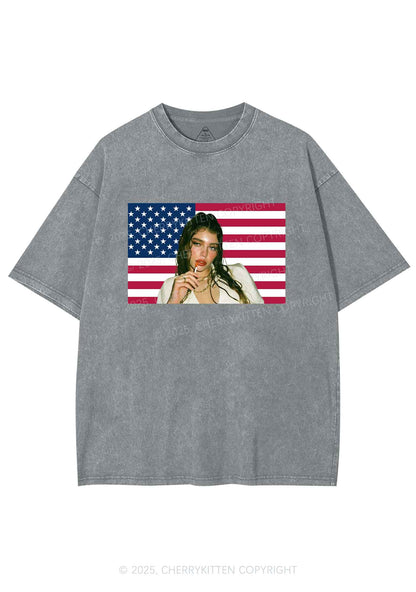 Custom Portrait Flag Y2K Shirts Washed Tee Cherrykitten