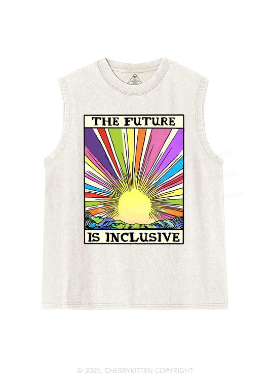 The Future Is Inclusive Pride Y2K Washed Muscle Tank Cherrykitten