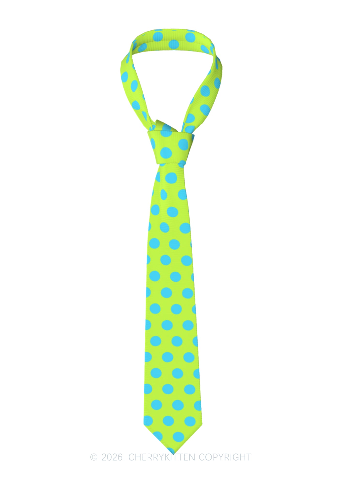 Blue Dots On Green Y2K Necktie Cherrykitten