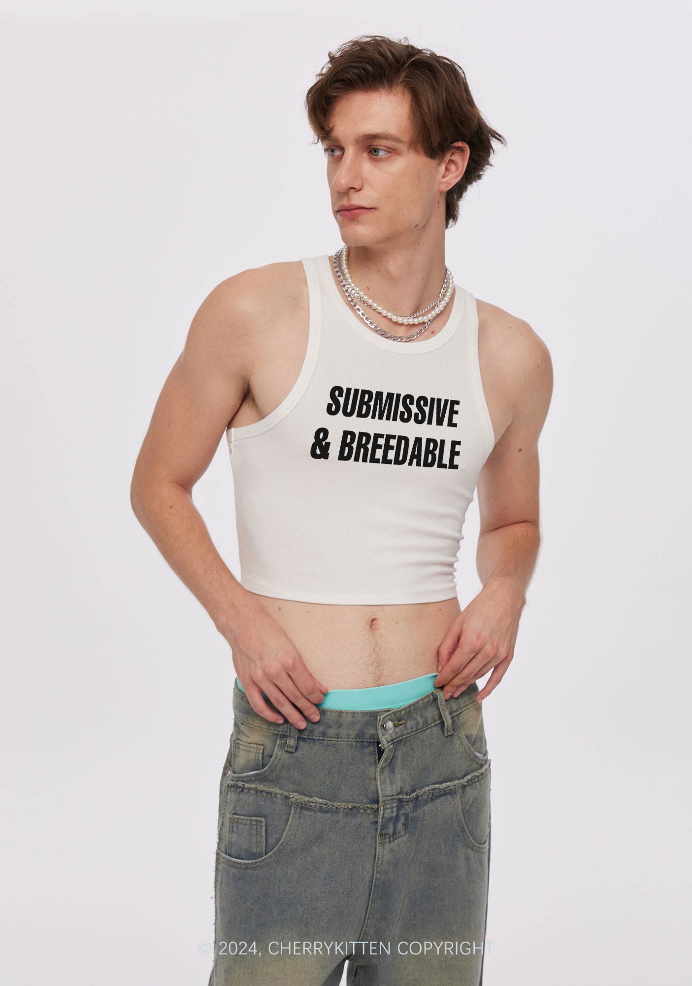 Submissive And Breedable Y2K Crop Tank Top Cherrykitten