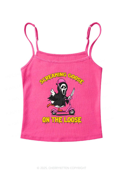 Halloween Screaming Goose On Loose Y2K Spaghetti Strap Cami Cherrykitten