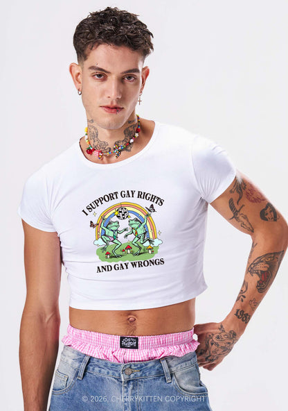I Support Gay Rights Disco Frogs Y2K Baby Tee Cherrykitten