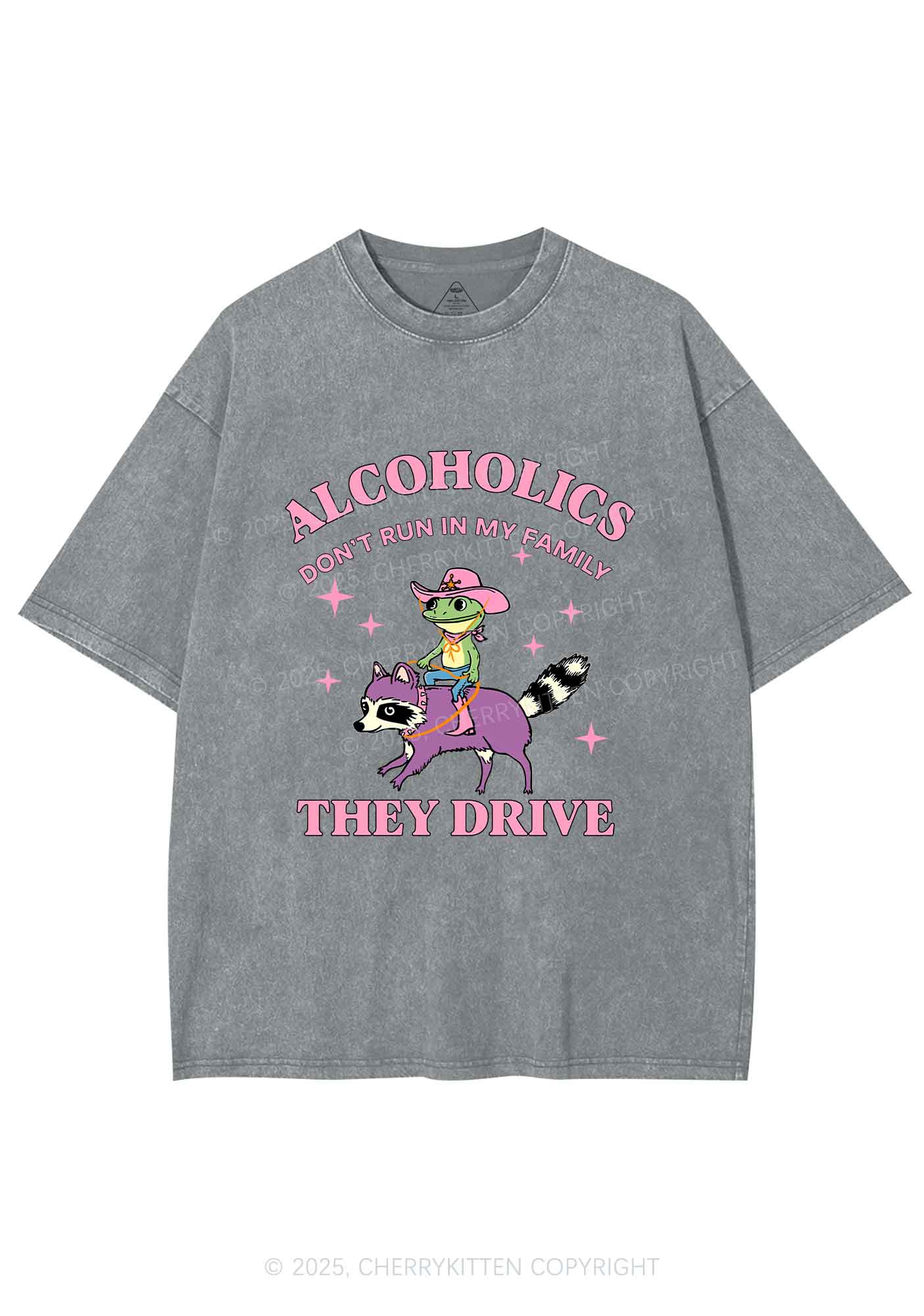 Alcoholics Drive Y2K Shirts Washed Tee Cherrykitten