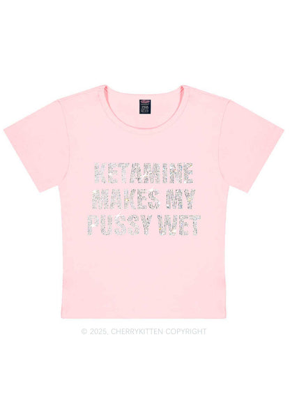 Rhinestone K Makes My Puxxy Wet Y2K Baby Tee Cherrykitten