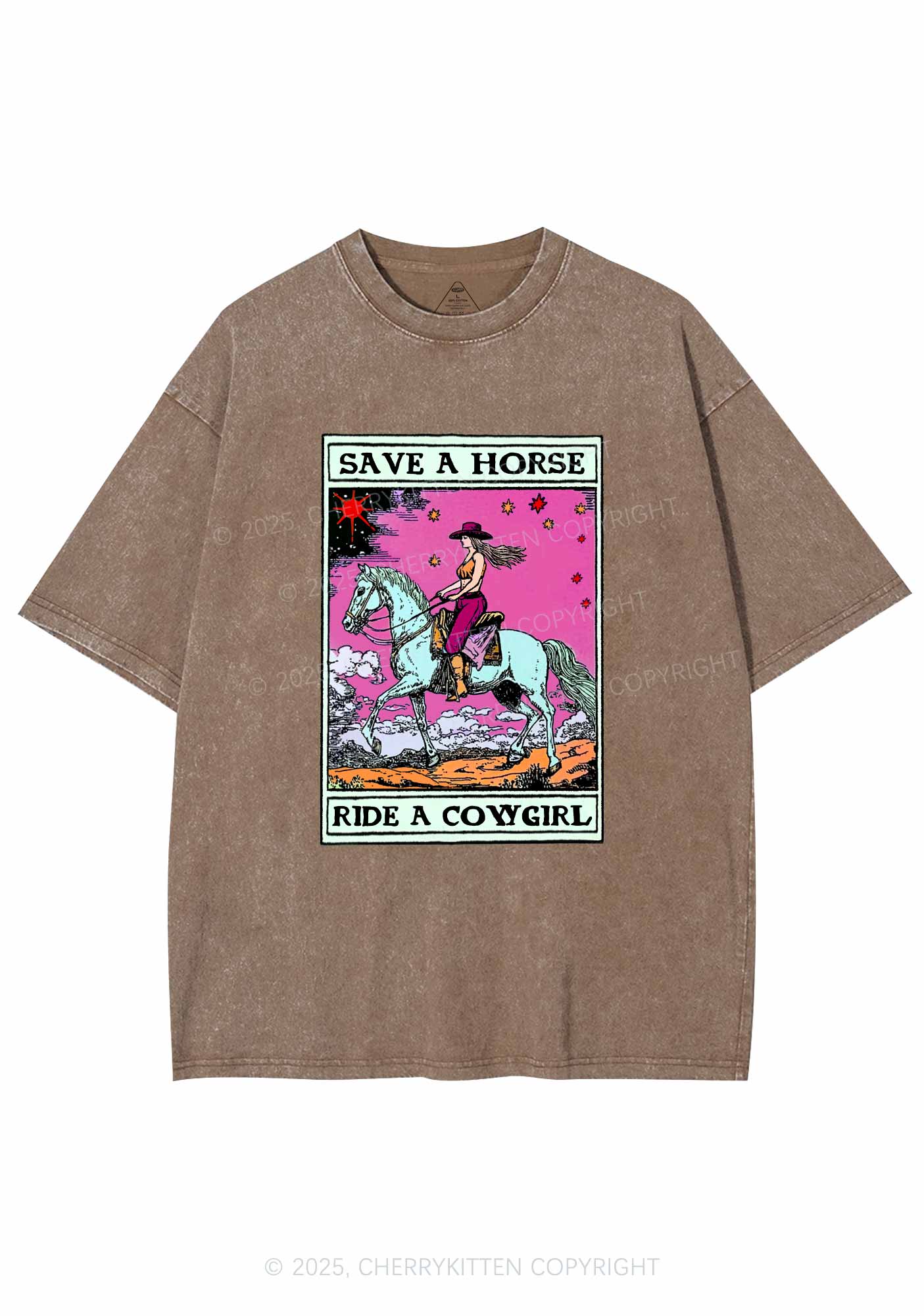 Save Horse Ride Cowgirl Pride Y2K Shirts Washed Tee Cherrykitten