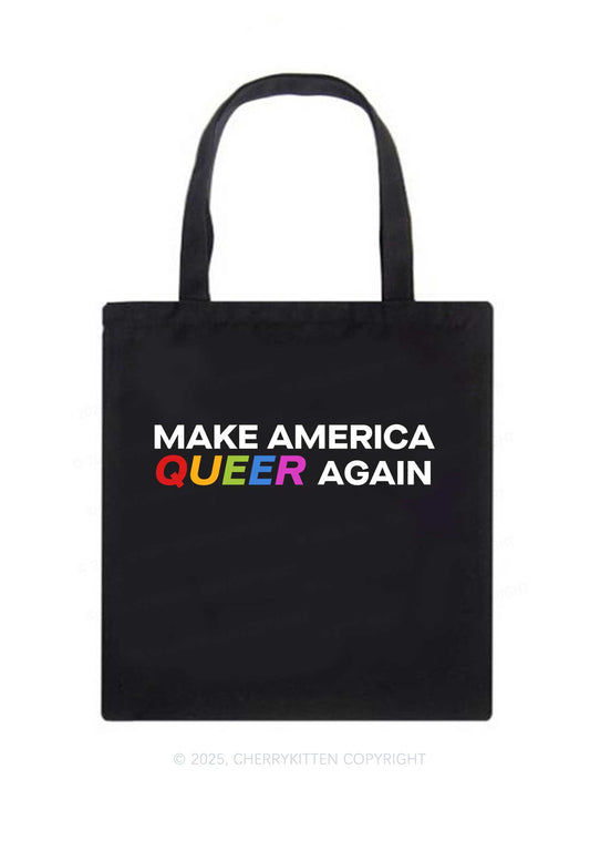 Make America Queer Again Pride Y2K Canvas Tote Bag Cherrykitten