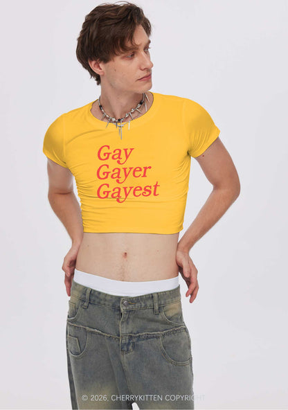 Gay Gayer Gayest Pride Y2K Baby Tee Cherrykitten