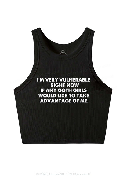 Im Vulnerable Y2K Crop Tank Top Cherrykitten