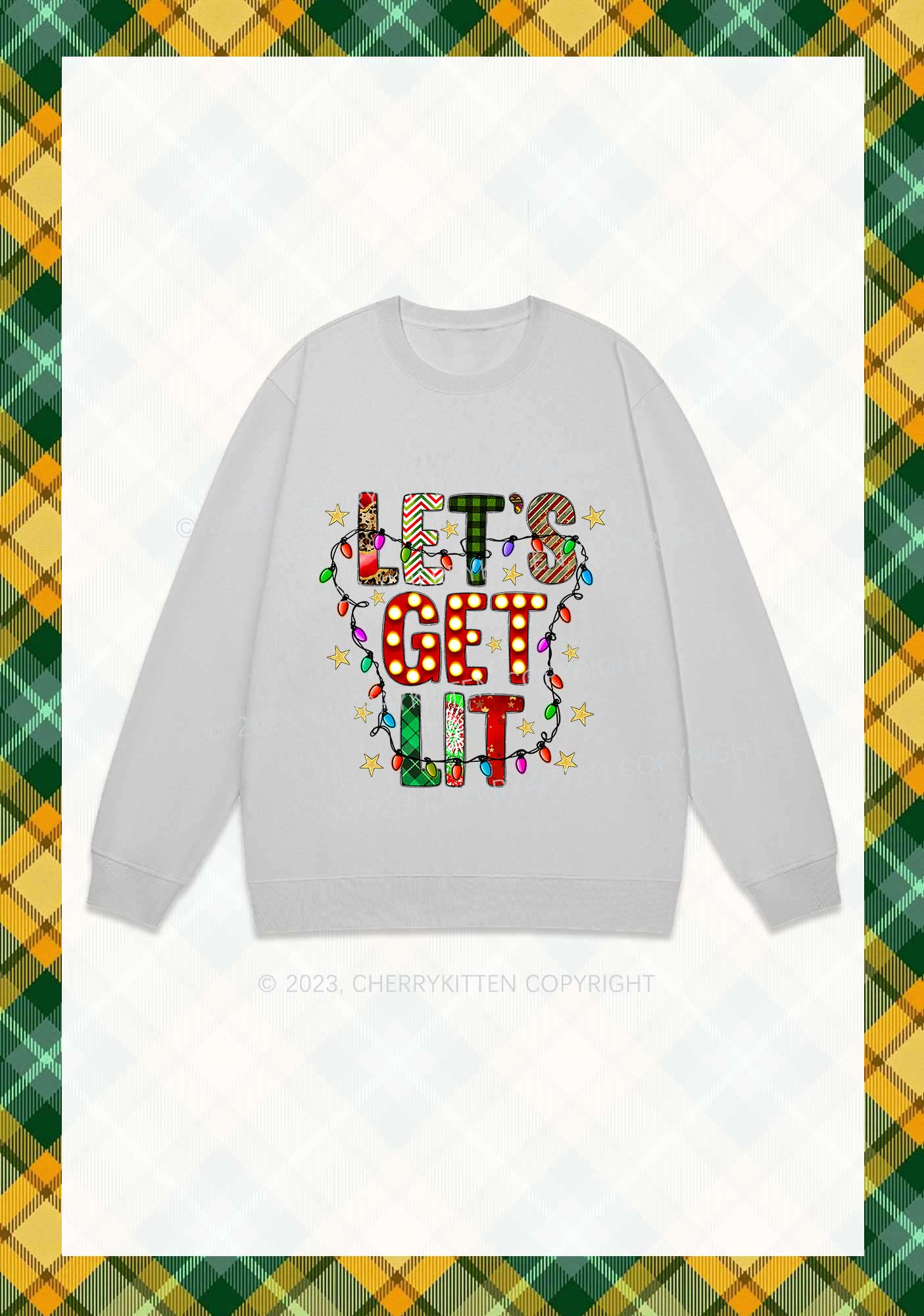 Let's Get Lit Christmas Y2K Sweatshirt Cherrykitten