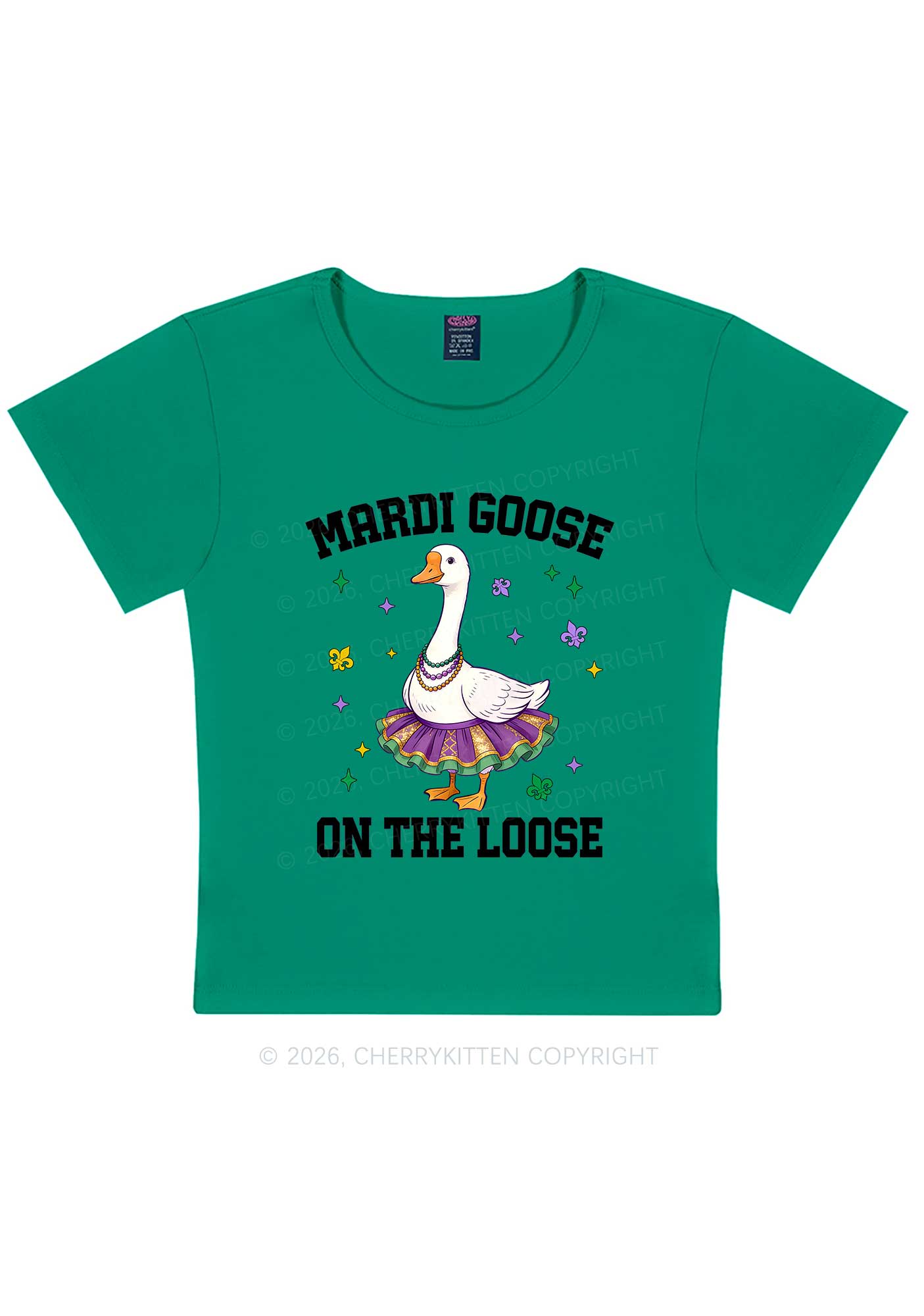 Mardi Gras Goose Y2K Baby Tee Cherrykitten