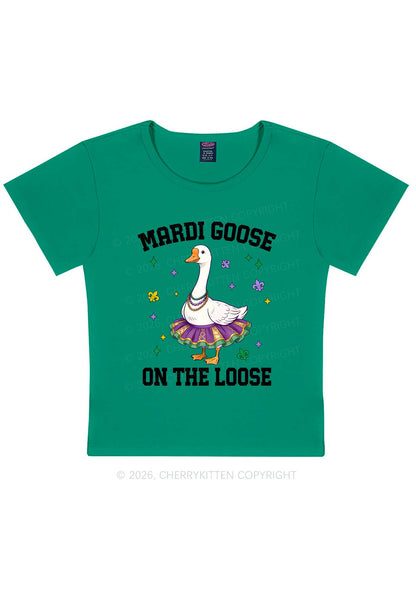 Mardi Gras Goose Y2K Baby Tee Cherrykitten