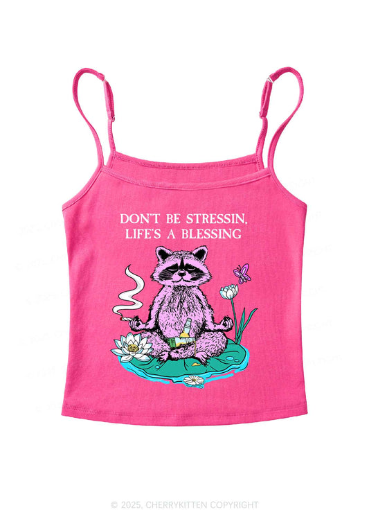 Dont Stress Raccoon Y2K Spaghetti Strap Cami Cherrykitten