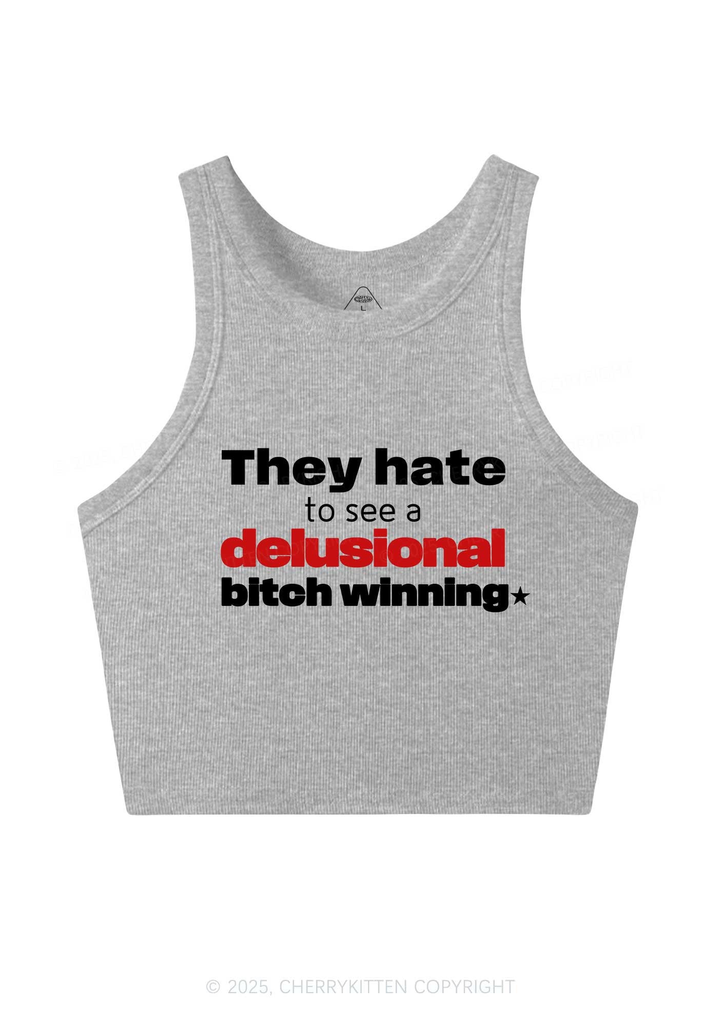 Delusional Bxtch Winning Y2K Crop Tank Top Cherrykitten