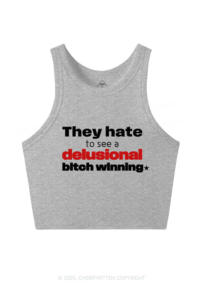 Delusional Bxtch Winning Y2K Crop Tank Top Cherrykitten