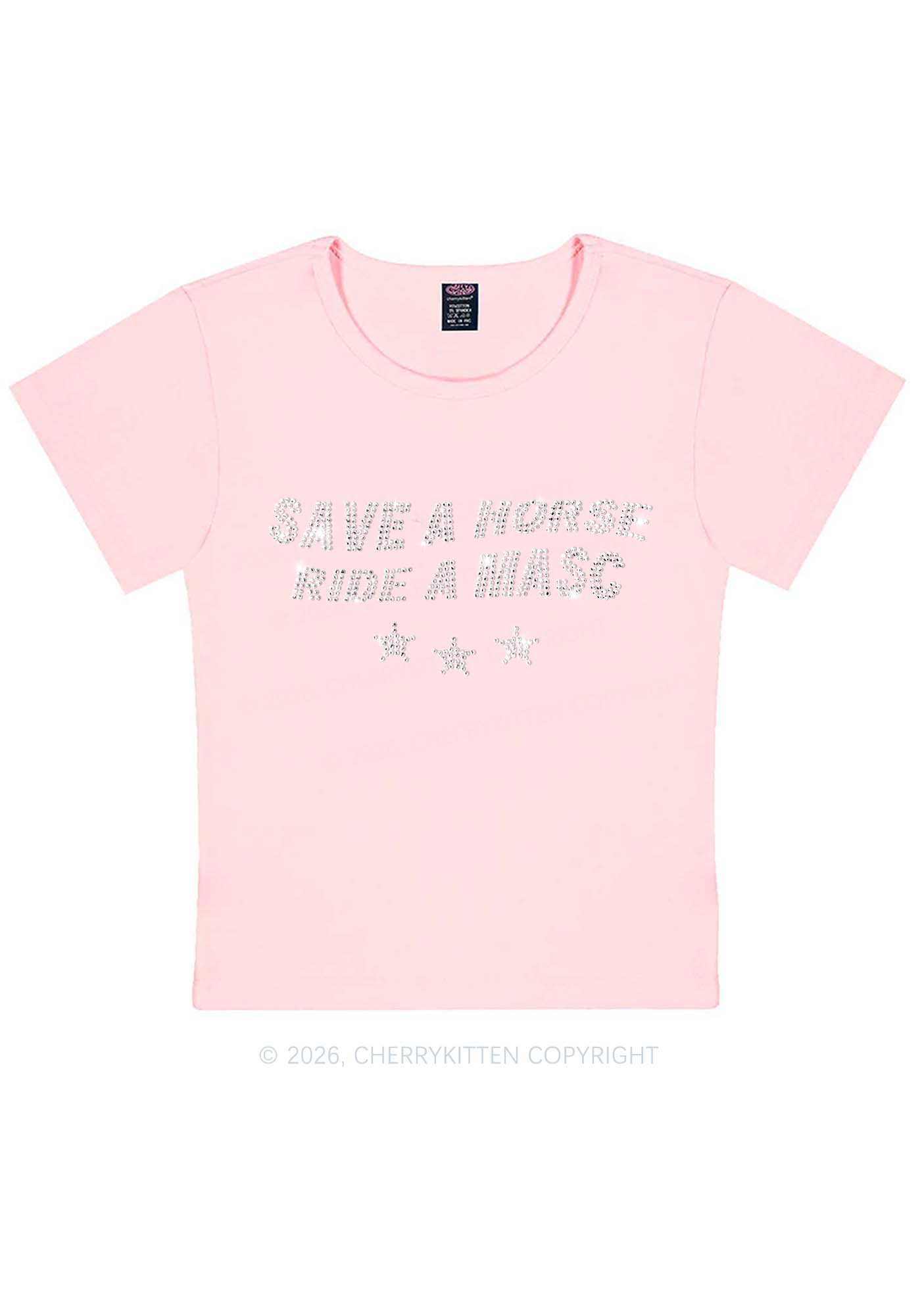 Rhinestone Ride A Masc Pride Y2K Baby Tee Cherrykitten