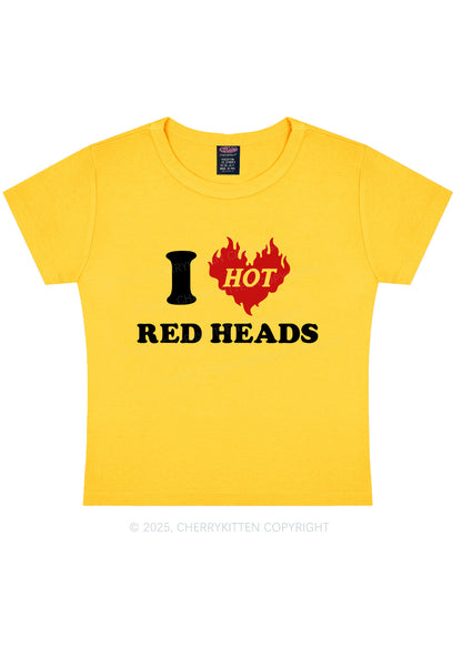 I Love Hot Red Heads Y2K Baby Tee Cherrykitten