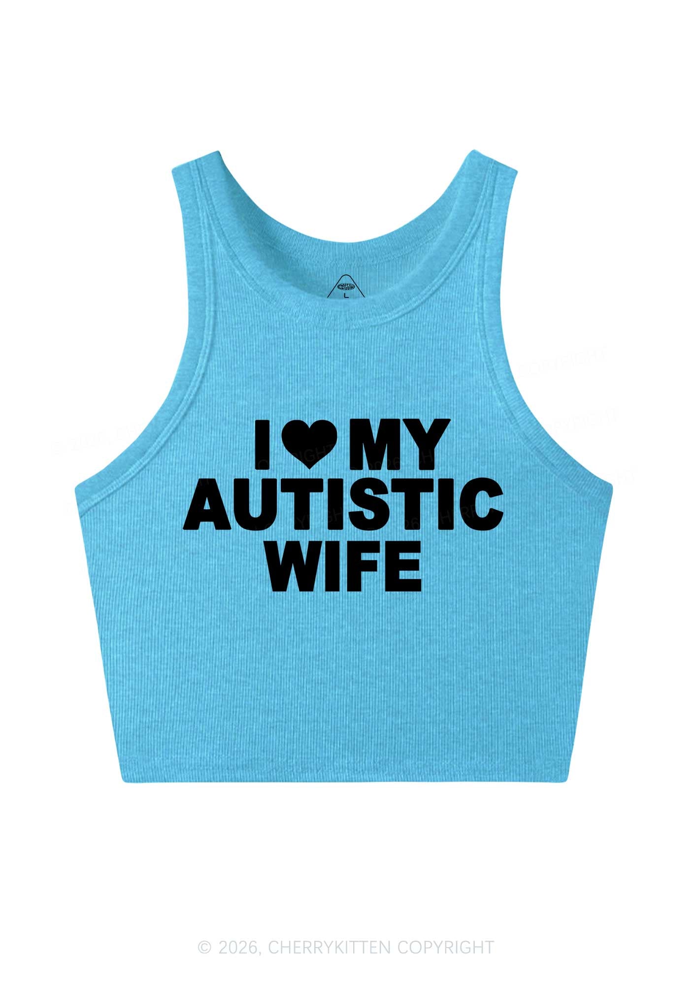 I Love My Autistic Wife Y2K Crop Tank Top Cherrykitten