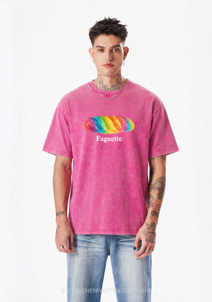 Rainbow Faguette Pride Y2K Shirts Washed Tee Cherrykitten