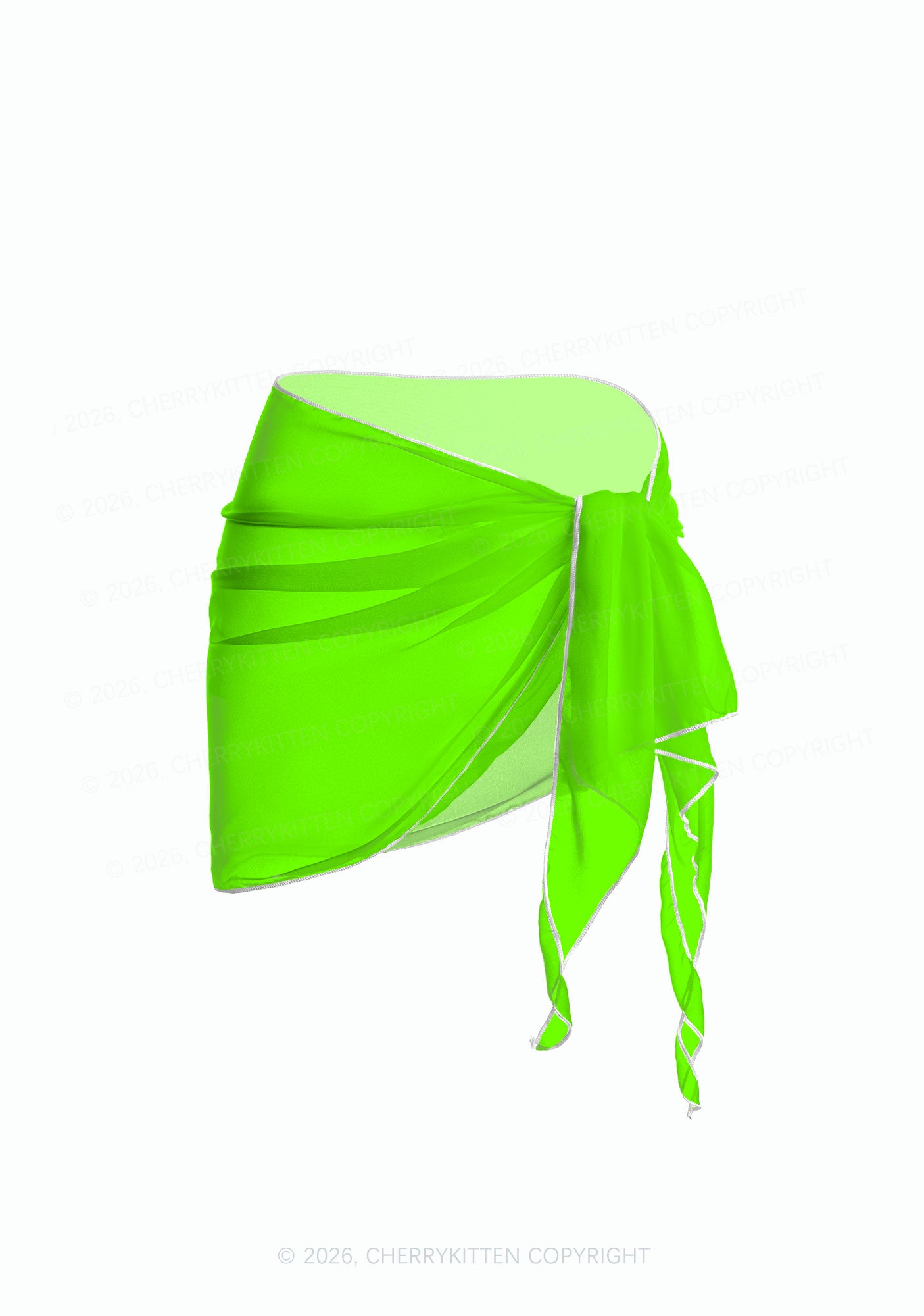 Fluorescent Green Plain Y2K Print Bikini Set Cherrykitten