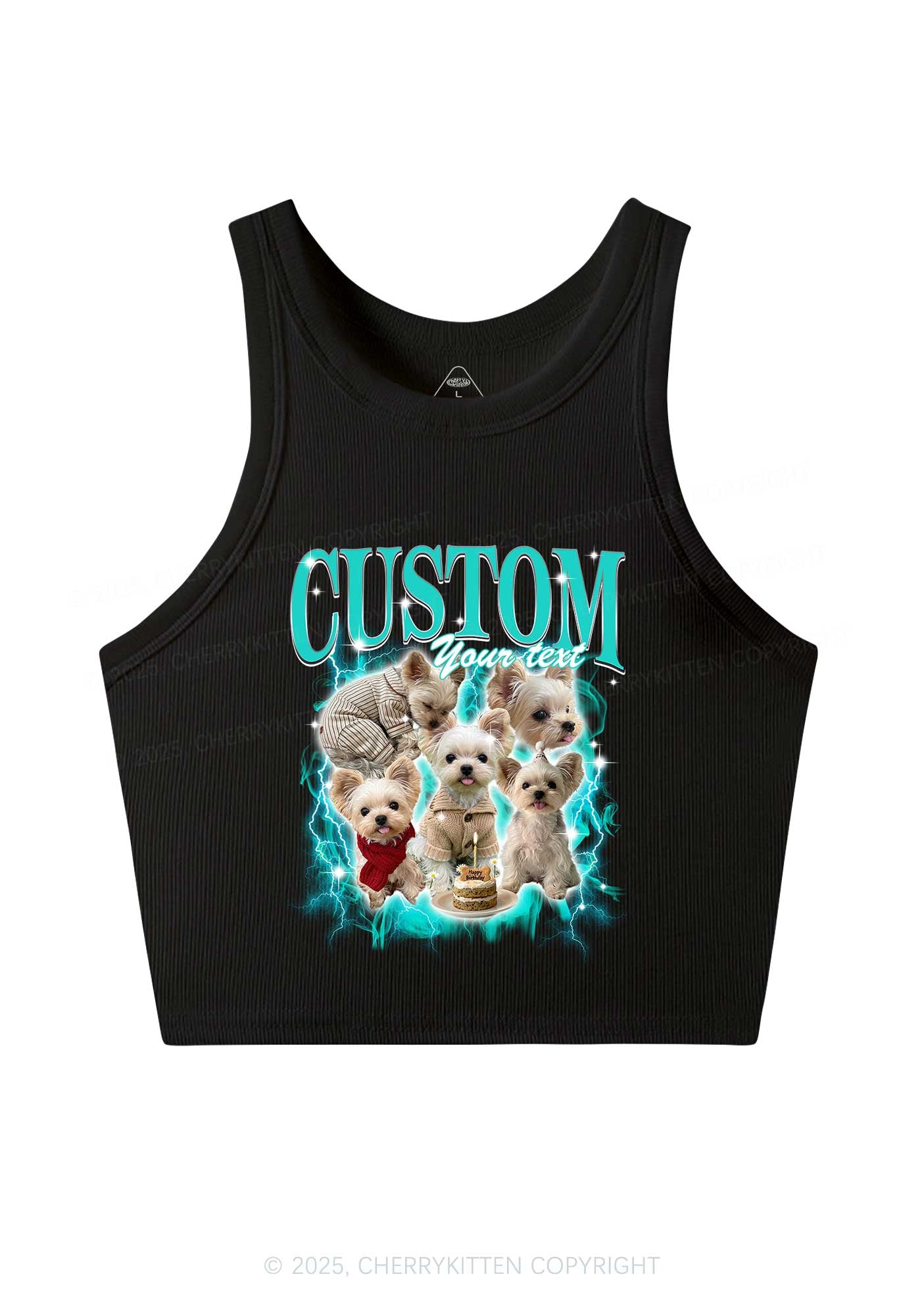 Custom Sparkle Dog Photo Y2K Crop Tank Top Cherrykitten