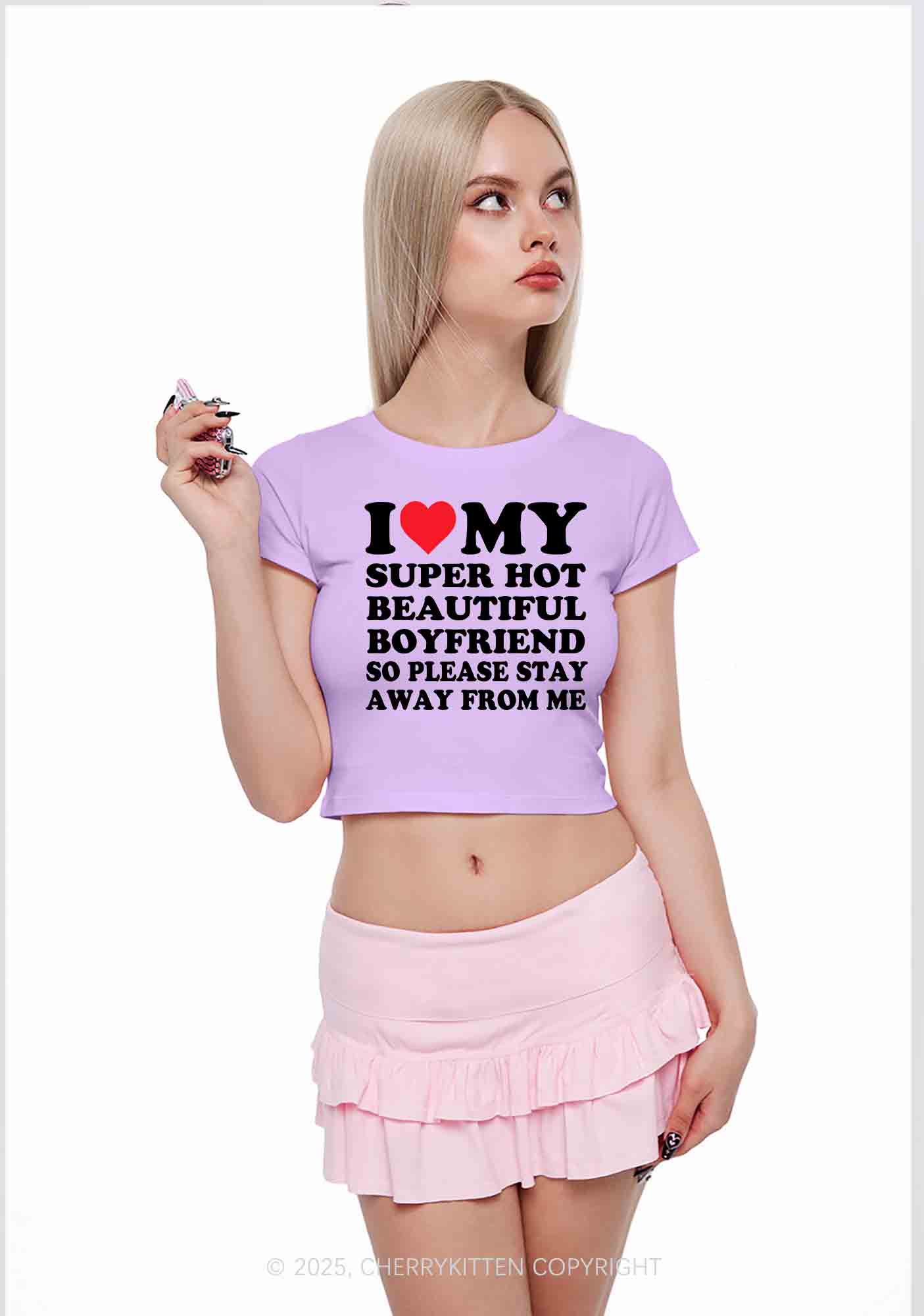 My Super Hot BF GF Y2K Valentine's Day Baby Tee Cherrykitten