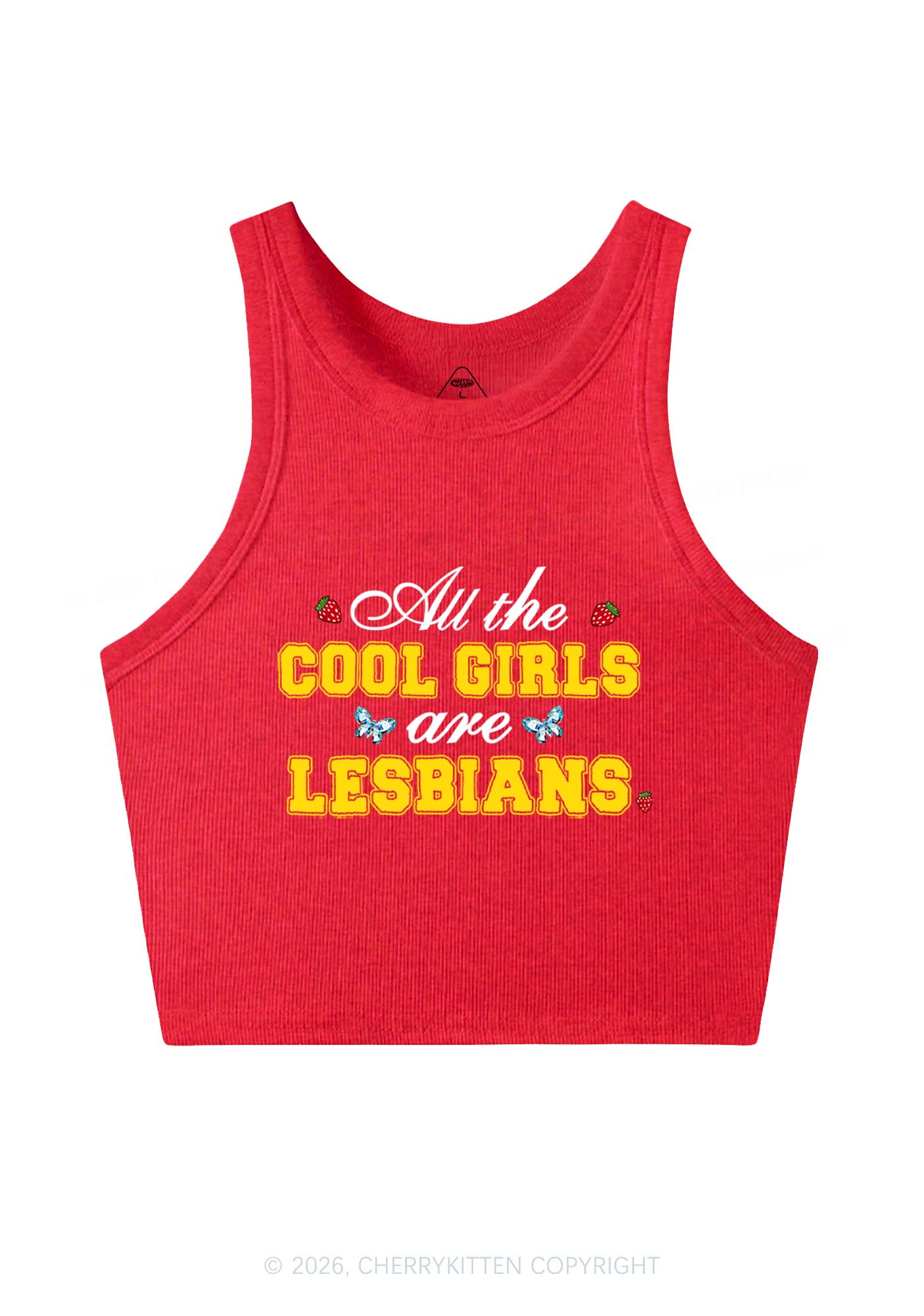 Cool Girls Are Lesbians Pride Y2K Crop Tank Top Cherrykitten