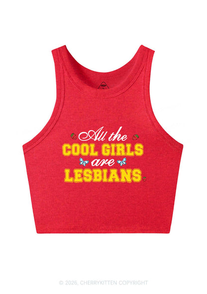 Cool Girls Are Lesbians Pride Y2K Crop Tank Top Cherrykitten